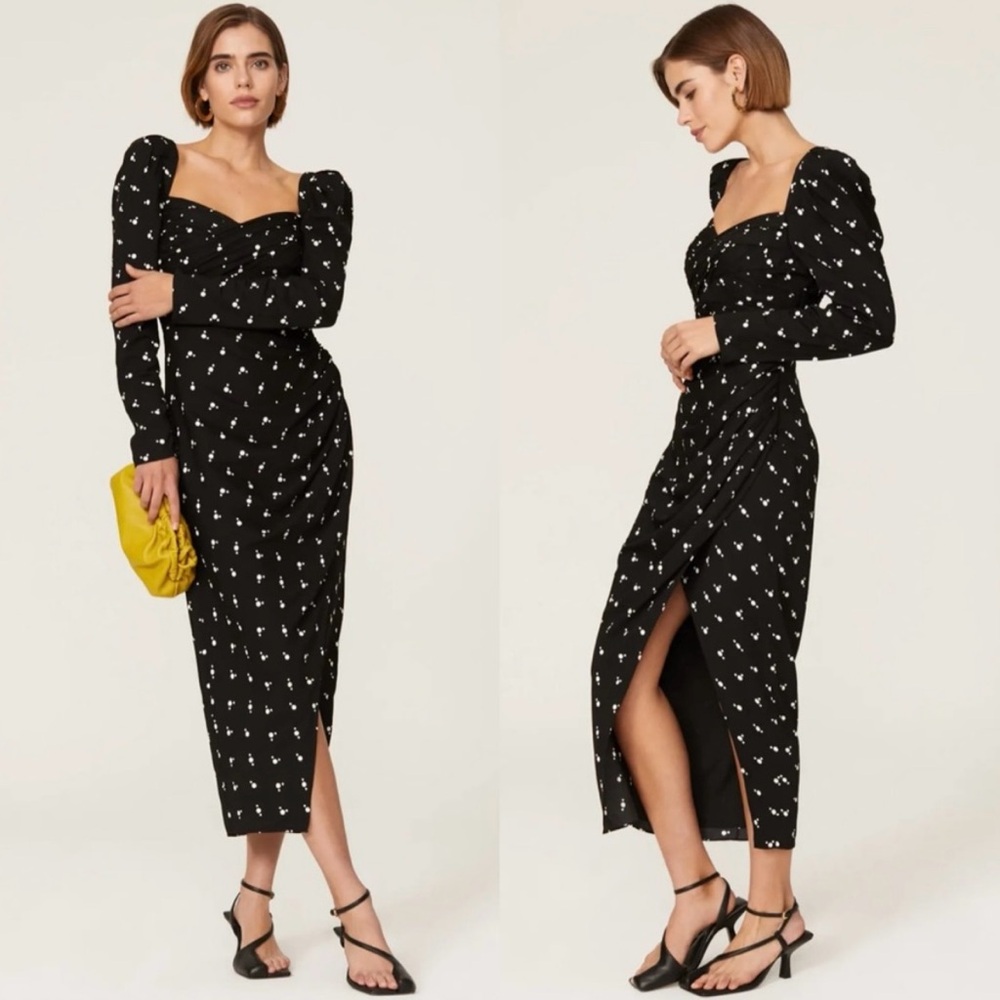 Chic Black Dress with White Dot Pattern